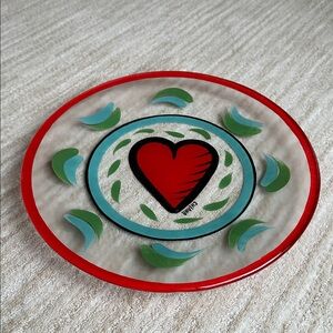 Kosta Boda Art Glass Friendship Heart Platter/Plate Signed Ulrica Hyman Vallein